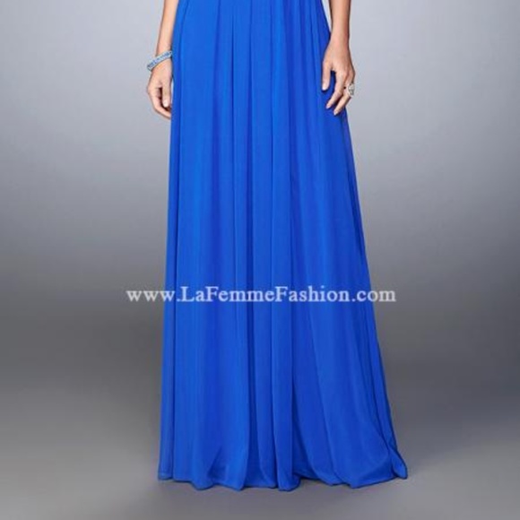 NEW La Femme 21836 Blue Prom Gown - Picture 3 of 6